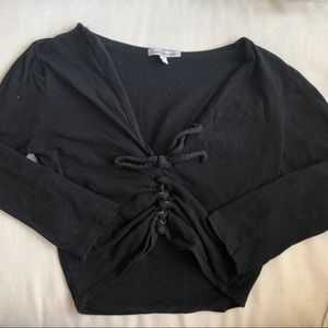 Black Long Sleeve Crop Top